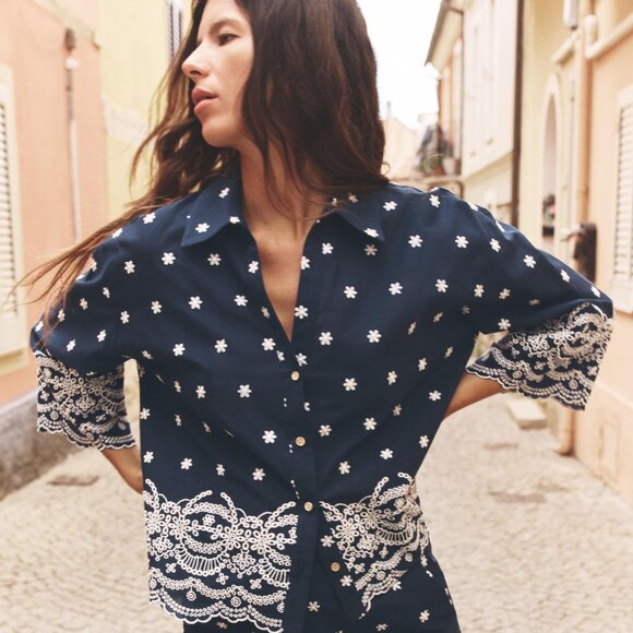 Zara Embroidered Shirt - Picture 1 of 5